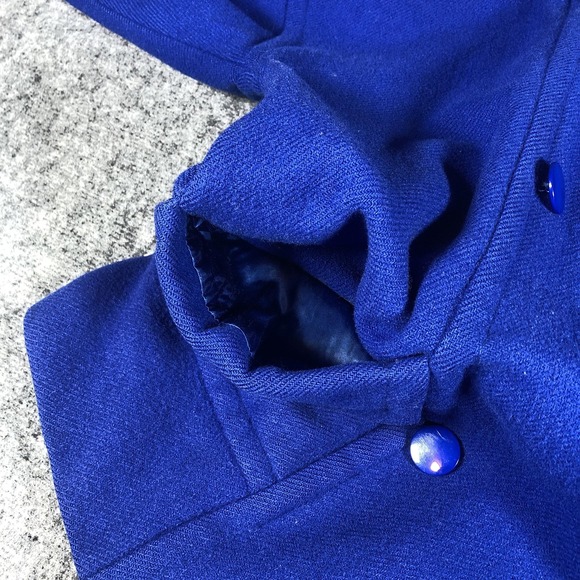 Vintage Steilmann Womens 10 Blue‎ Wool Double Breasted Overcoat 80s - Picture 11 of 15